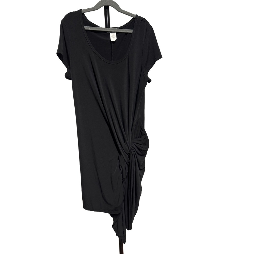 Vintage French Atmosphere Black Twist Dress Size XL Elegant Retro Chic Classic
